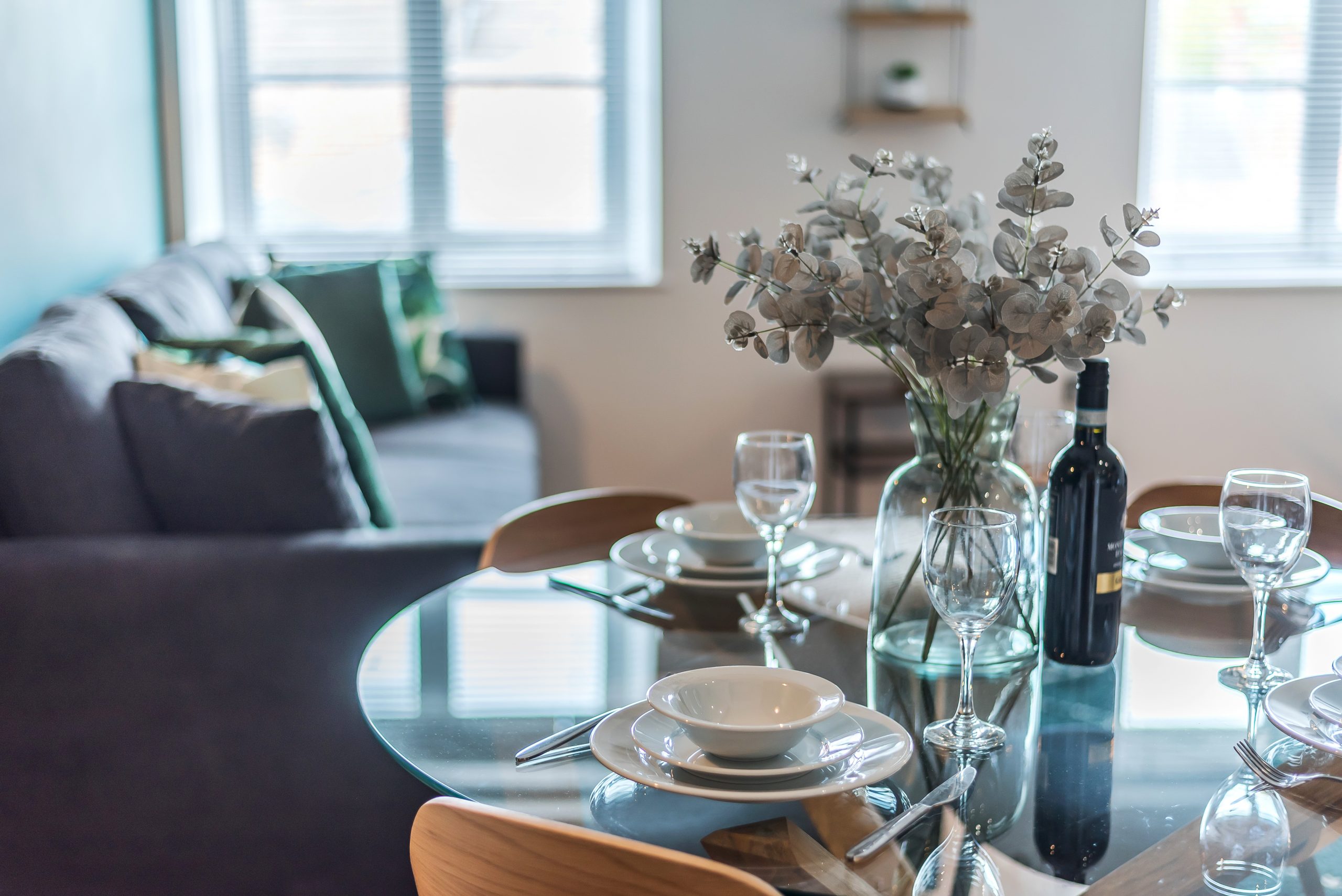 The Tannery York dining glass table
